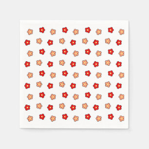 Preppy rosa rotes Blume Muster Weißer Hintergrund Serviette