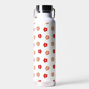 Preppy rosa rotes Blume Muster Weißer Hintergrund Trinkflasche