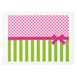 Preppy rosa und Limones Grün Striped Tischdecke