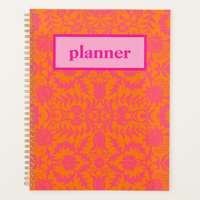Preppy Rosa und Orange Planer (Vorderseite)