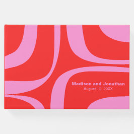 Preppy-Rosa und Red Retro Groove Personalisiert Gästebuch