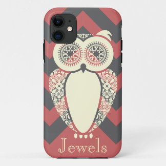 Preppy rosa Zickzack Schrei-Eule fertigen Case-Mate iPhone Hülle