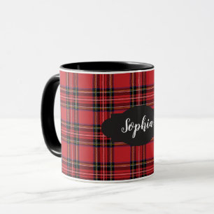 Preppy-Rot-Tartan-Karomuster-Kombibecher Tasse