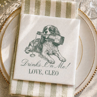 Preppy Sage Green King Cavalier Champagne Wedding Serviette