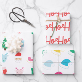Preppy Santa Claus Pattern Geschenkpapier Set