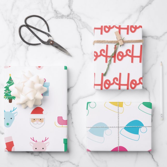 Preppy Santa Claus Pattern Geschenkpapier Set (Vorderseite)