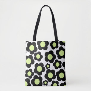 Preppy Schwarzes Neon Grünes Hippie-Blumenmuster