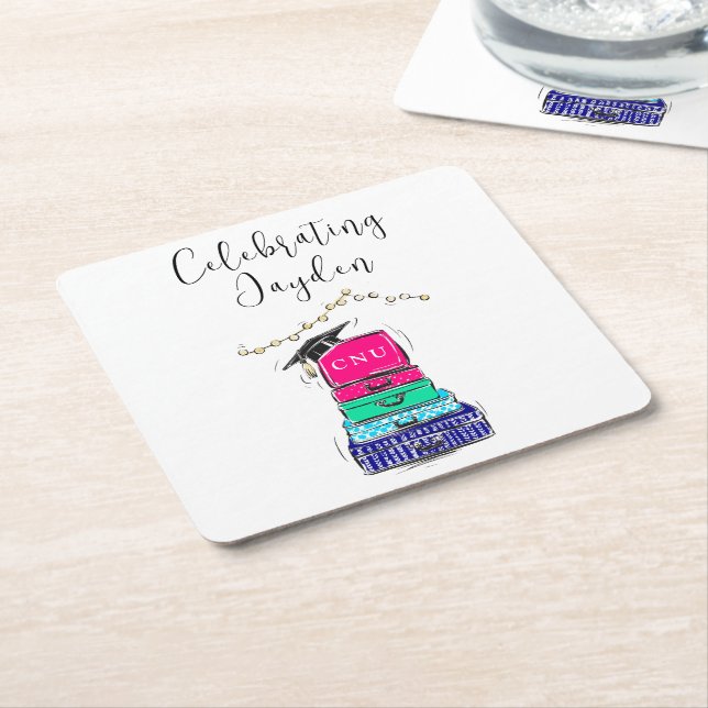 Preppy Script High School Abschluss Suitcase 2023 Rechteckiger Pappuntersetzer (angewinkelt)