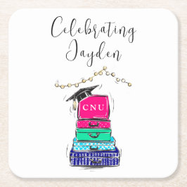 Preppy Script High School Abschluss Suitcase 2023 Rechteckiger Pappuntersetzer