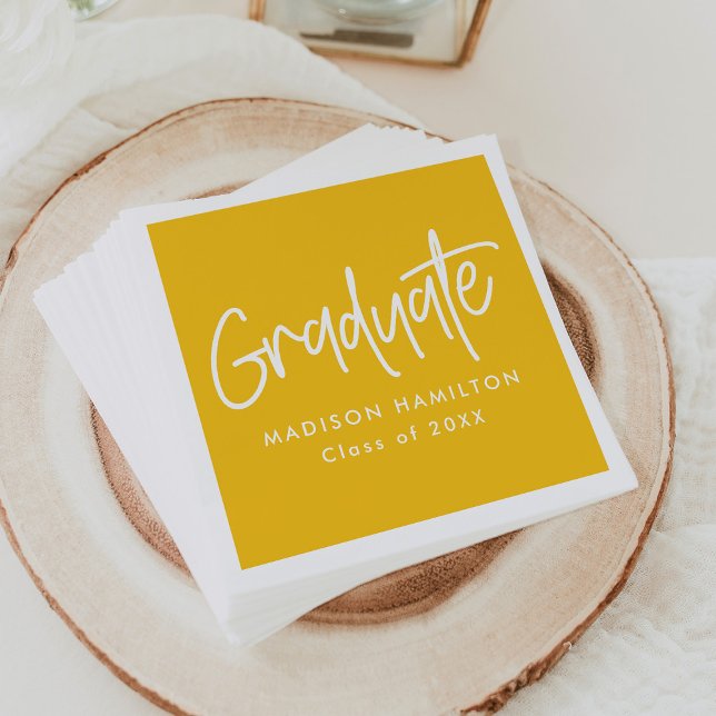Preppy Script Yellow Abschluss Serviette (Von Creator hochgeladen)