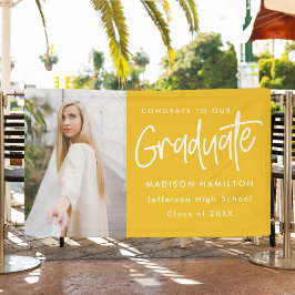 Preppy Script Yellow Foto Graduation Banner