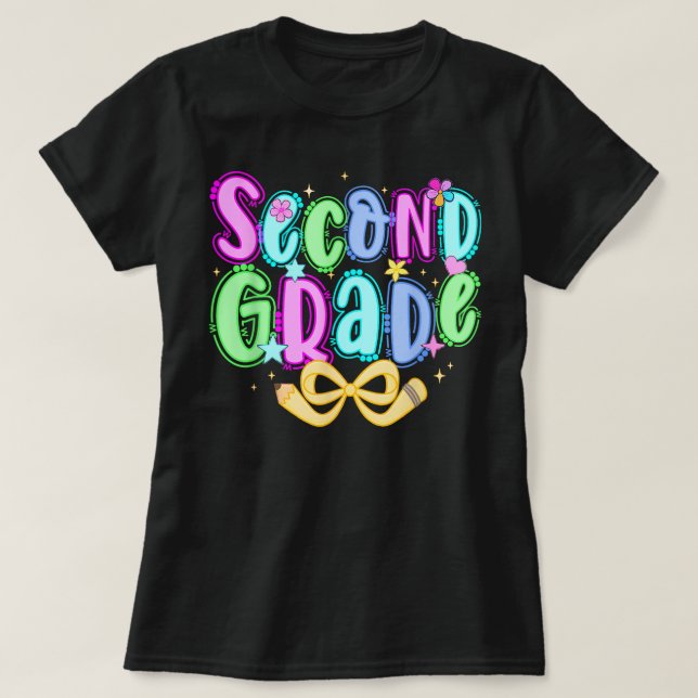 Preppy Second Grade 2nd Grade Teachers Girls T-Shirt (Design vorne)