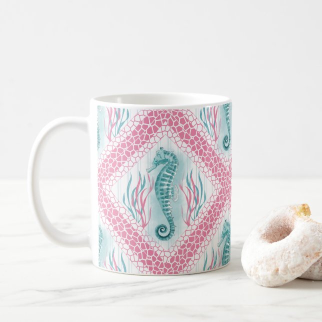 Preppy-Seepferd Kaffeetasse (Mit Donut)