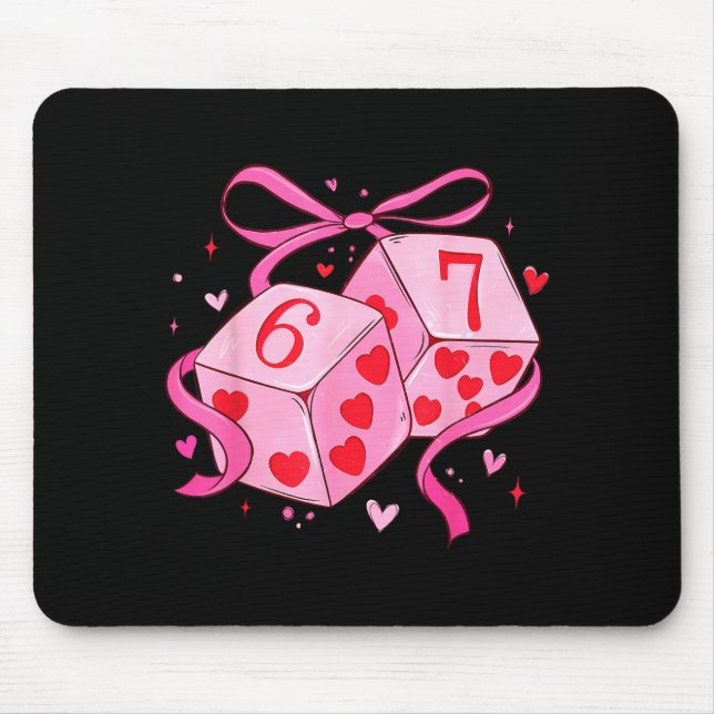 Preppy Six Seven Valentine 6 7 Meme Funny Coquette Mousepad (Vorne)