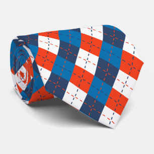 Preppy Sky Blue Navy Blue Orange White Raute Krawatte