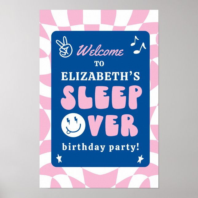 Preppy Sleep Over between Birthday Party Willkomme Poster (Vorne)
