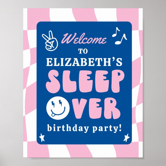 Preppy Sleep Over between Birthday Party Willkomme Poster (Vorne)