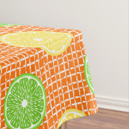 Preppy Sommer Citrus Lemon Lime auf Orange Bambus Tischdecke