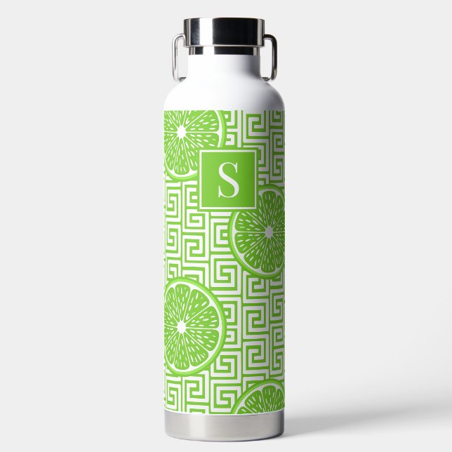 Preppy Sommer Citrus Lime auf Lime griechischem Sc Trinkflasche (Vorderseite)