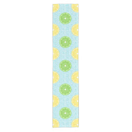 Preppy Sommer Citrus-Limonen-Lime auf Türkis Kurzer Tischläufer