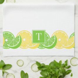 Preppy Sommer-Zitrus-Limonen-Lime-Scheiben-Rand Geschirrtuch