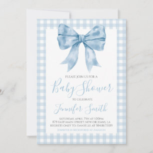 Preppy Southern Blue Bow Boy Baby Dusche Einladung