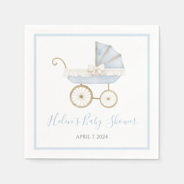 Preppy Southern Blue Boy Carriage Baby Shooter Serviette (Vorderseite)