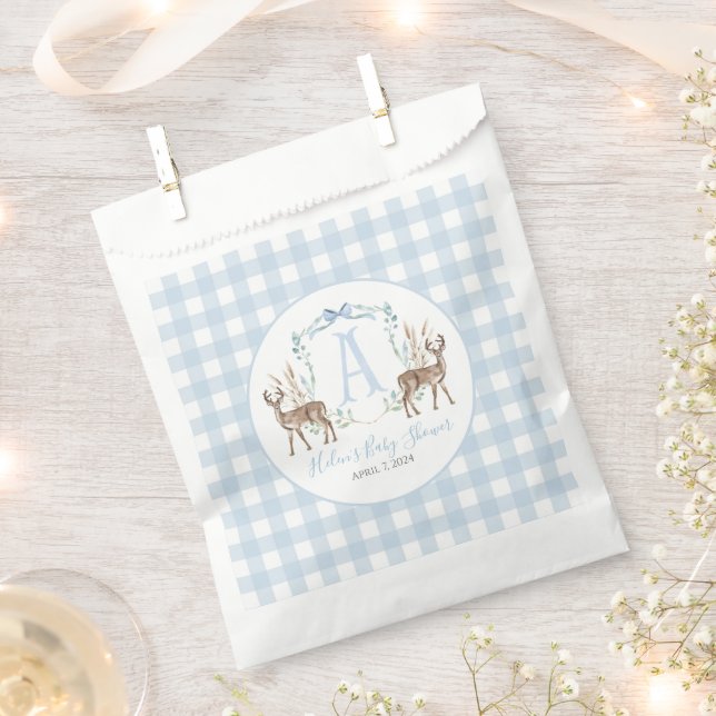 Preppy Southern Blue Boy Deer Baby Dusche Geschenktütchen (Ausgeschnitten)