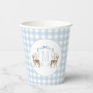 Preppy Southern Blue Boy Deer Baby Dusche Pappbecher