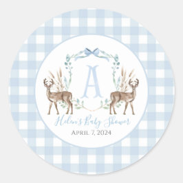 Preppy Southern Blue Boy Deer Baby Dusche Runder Aufkleber