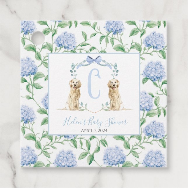 Preppy Southern Blue Boy Dog Baby Dusche Geschenkanhänger (Vorderseite)