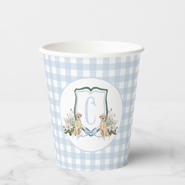 Preppy Southern Blue Boy Dog Baby Dusche Pappbecher (Vorderseite)