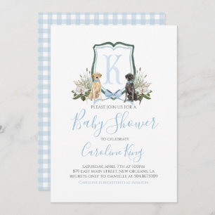 Preppy Southern Blue Boy Dog Baby Shower Einladung