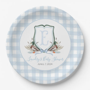 Preppy Southern Blue Boy Duck Baby Duck Pappteller