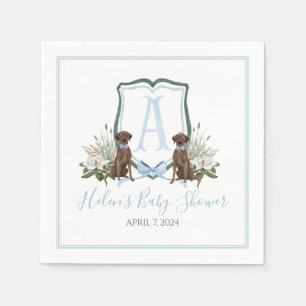 Preppy Southern Blue Boy Labrador Baby Showdusche Serviette