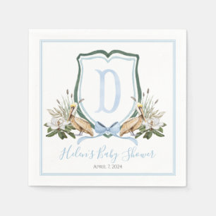 Preppy Southern Blue Boy Pelican Baby Dusche Serviette