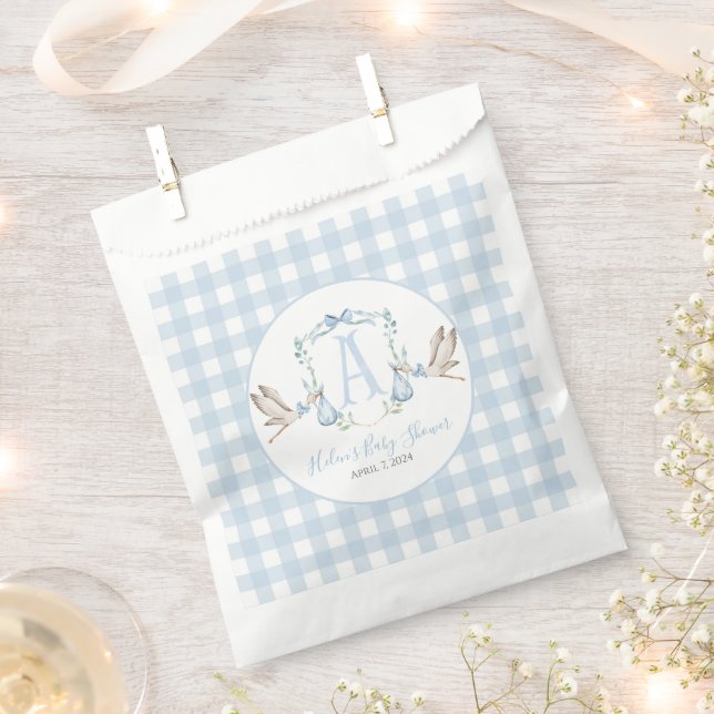Preppy Southern Blue Boy Stork Baby Dusche Geschenktütchen (Ausgeschnitten)