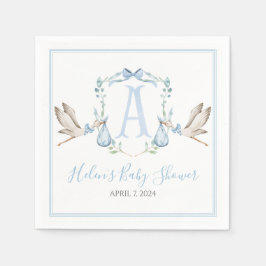 Preppy Southern Blue Boy Stork Baby Dusche Serviette