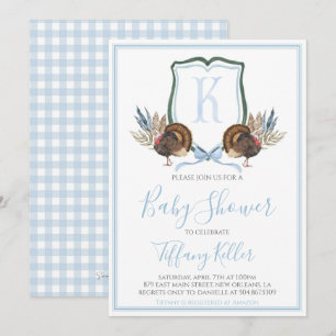 Preppy Southern Blue Boy Türkei Baby Showdusche Einladung