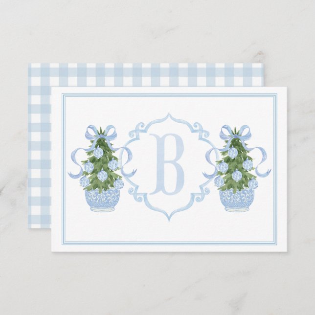Preppy Southern Blue Chinoiserie Tree Baby Dusche Dankeskarte (Vorne/Hinten)
