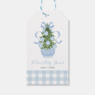 Preppy Southern Blue Chinoiserie Weihnachtsbaum Geschenkanhänger