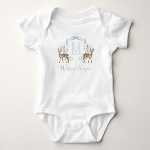 Preppy Southern Blue Deer Boy Baby Dusche Strampler