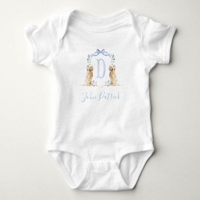 Preppy Southern Blue Dog Boy Baby Shower Baby Baby Baby Strampler (Vorderseite)