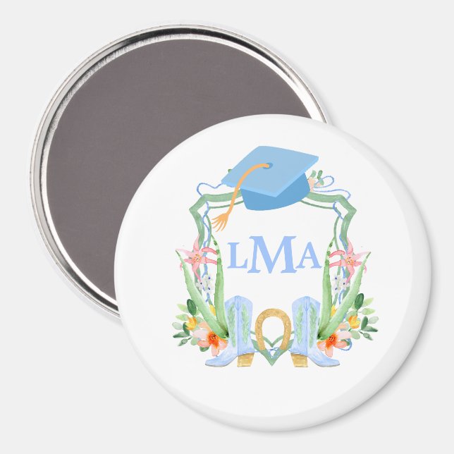 Preppy Southern Cowgirl Monogram Abschluss Magnet (Vorderseite/Rückseite)