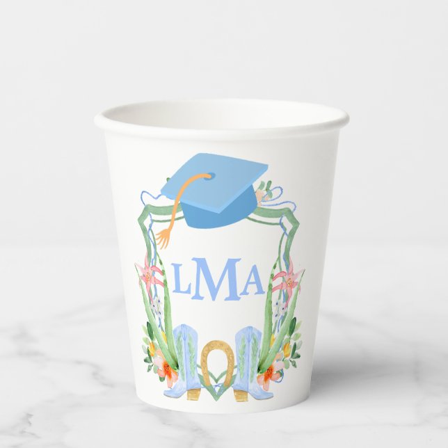 Preppy Southern Cowgirl Monogram Abschluss Pappbecher (Vorderseite)