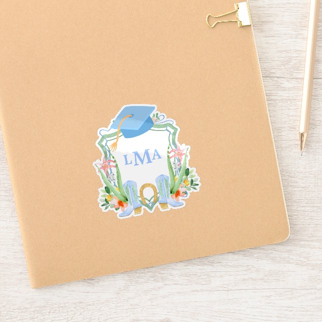 Preppy Southern Cowgirl Monogram Abschluss Square Aufkleber (Notizbuch)