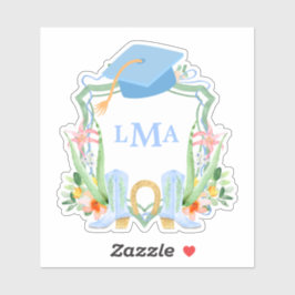 Preppy Southern Cowgirl Monogram Abschluss Square Aufkleber