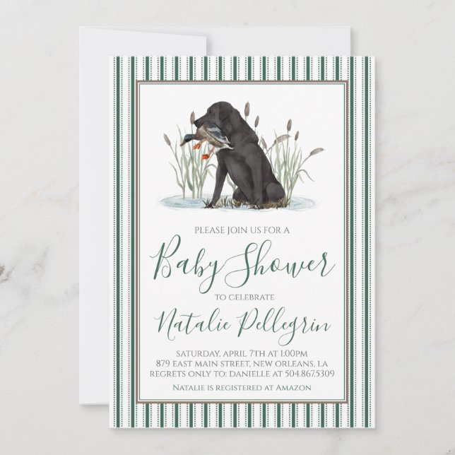 Preppy Southern Duck Hunter Baby Showdusche Einladung (Vorderseite)