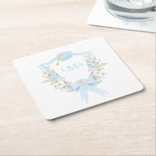 Preppy Southern Gingham Monogram Abschluss Rechteckiger Pappuntersetzer