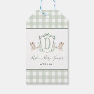 Preppy Southern Green Boy Stork Baby Showdusche Geschenkanhänger